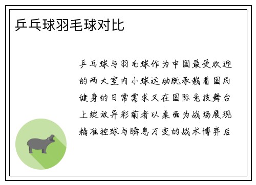 乒乓球羽毛球对比